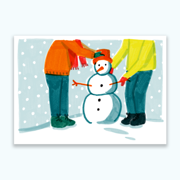 Le bonhomme de neige, carte postale